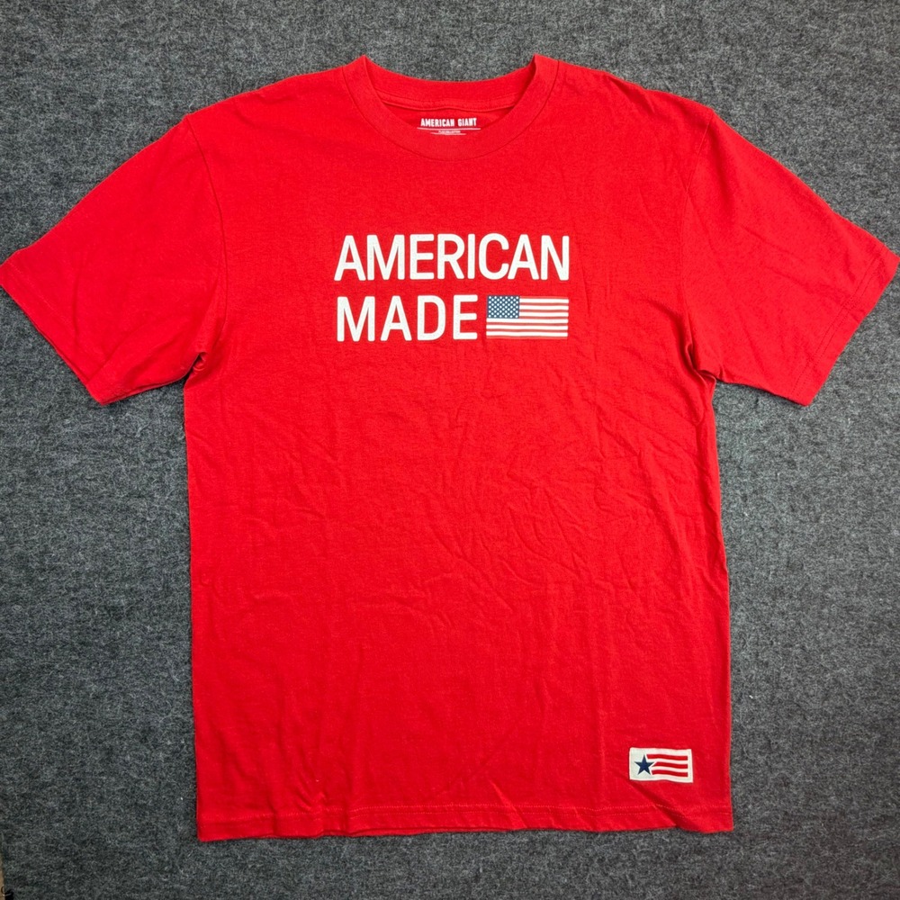 American Giant T-Shirt Mens L Red American Made Flag Collection USA Made NWOT